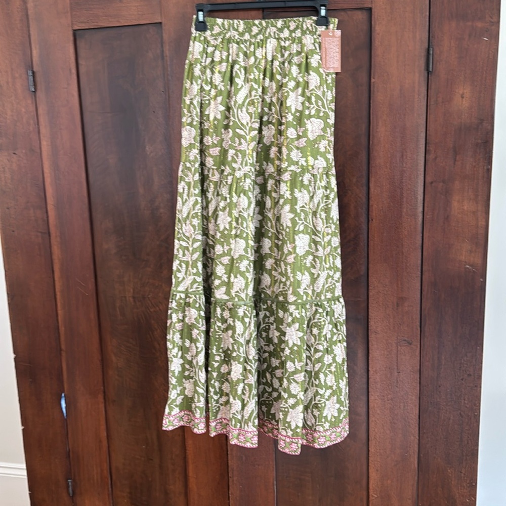 Clara the Label Lana Maxi Skirt in Green Floral